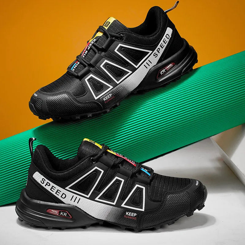 Chaussure Running Trail Homme Noir & Rouge – Performance et Confort